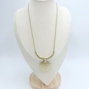 LIA SOPHIA Matte Gold Tone Hammered
Disk Signed Necklace